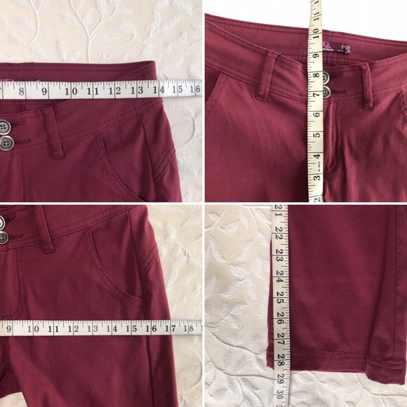 PrAna Womens Outdoor Hiking Pants Size 0 Short Burgundy Convertible Roll Up - Picture 10 of 10